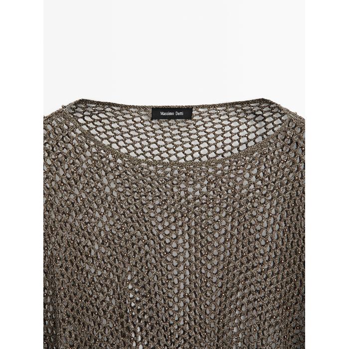 Short openwork knit cape цвет: Коричневый