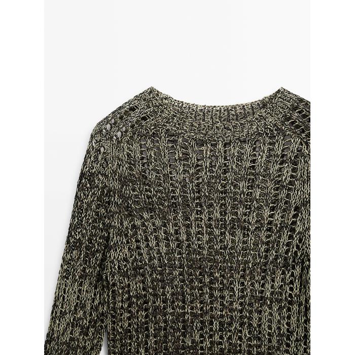 Open-knit sweater with cotton цвет: Желтый