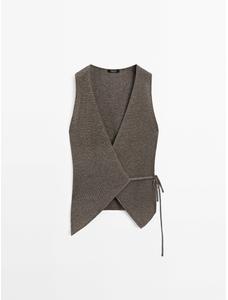 Crossed Mouliné Knit Vest цвет: Коричневый