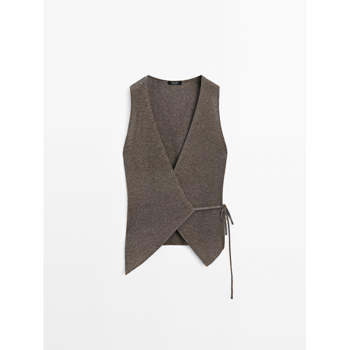 Crossed Mouliné Knit Vest цвет: Коричневый