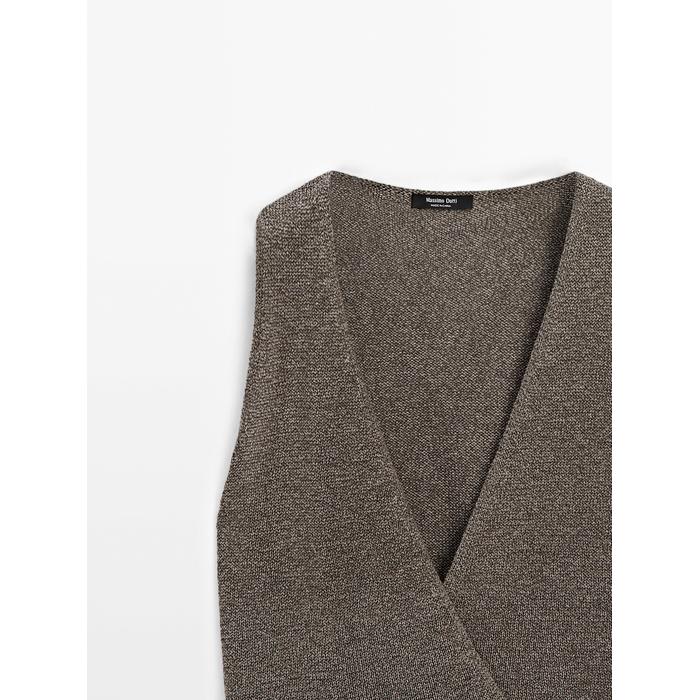 Crossed Mouliné Knit Vest цвет: Коричневый