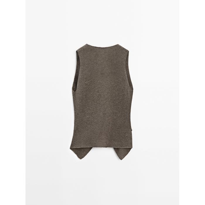 Crossed Mouliné Knit Vest цвет: Коричневый