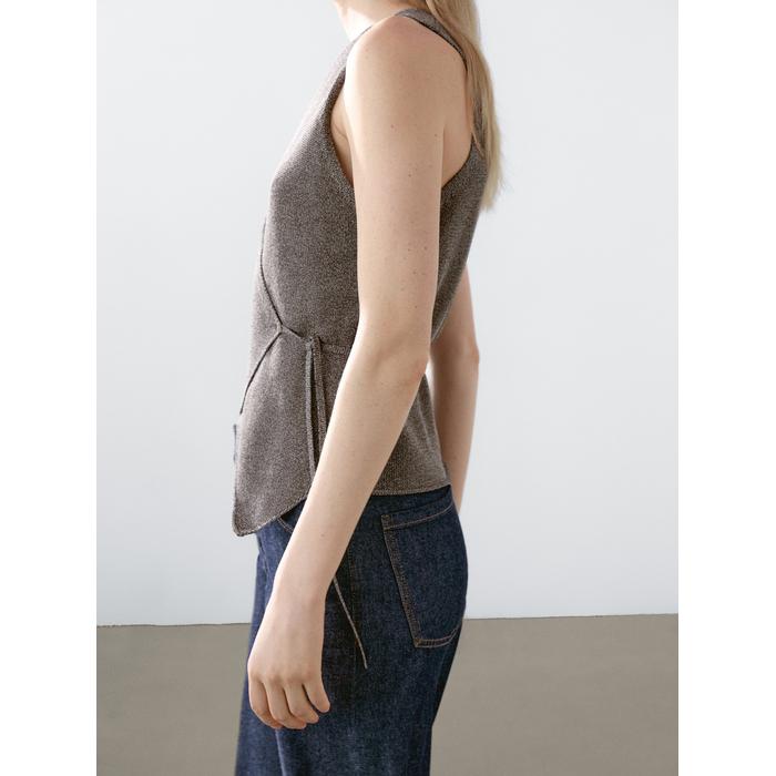 Crossed Mouliné Knit Vest цвет: Коричневый