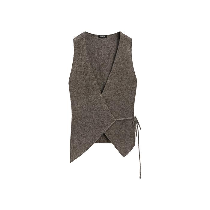 Crossed Mouliné Knit Vest цвет: Коричневый