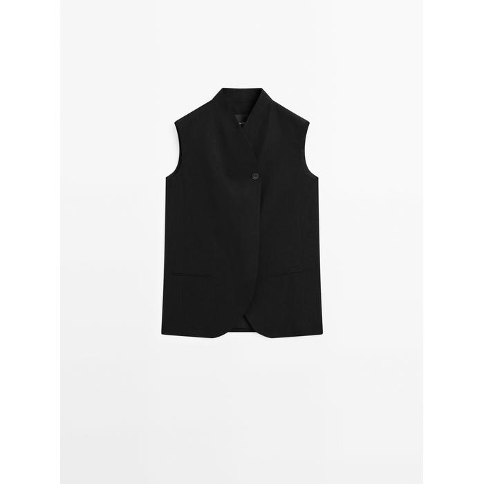 Waistcoat with linen turtleneck цвет: Черный