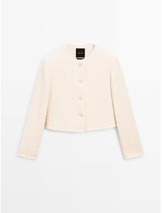Short jacket with tone buttons цвет: Натуральный, кремовый
