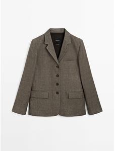 Long melange linen blend blazer цвет: Кротово-коричневый