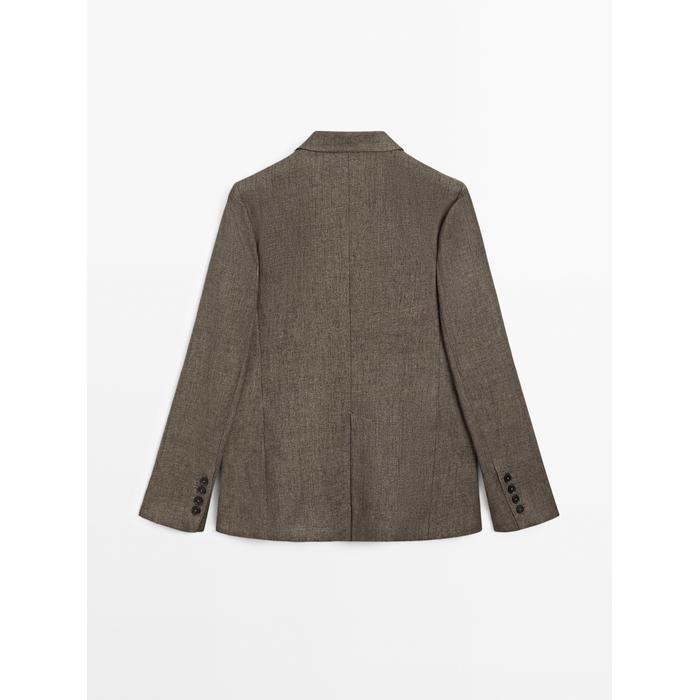 Long melange linen blend blazer цвет: Кротово-коричневый