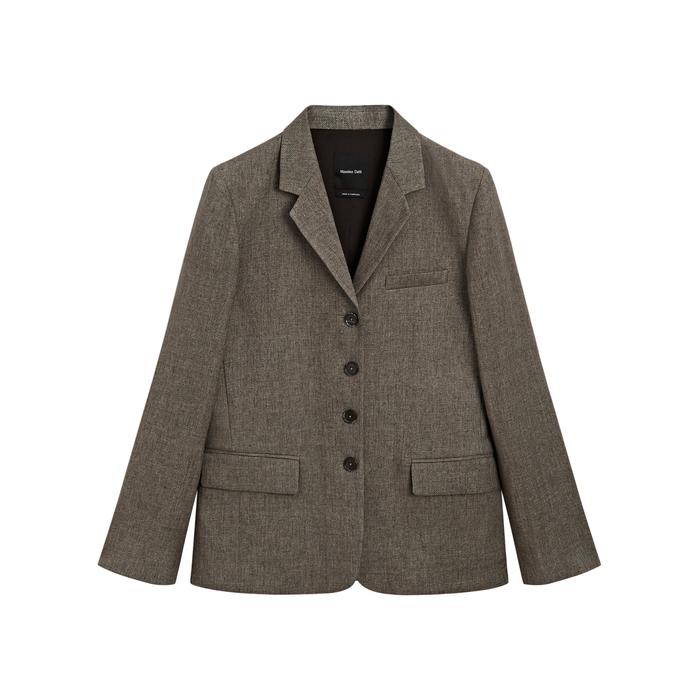 Long melange linen blend blazer цвет: Кротово-коричневый