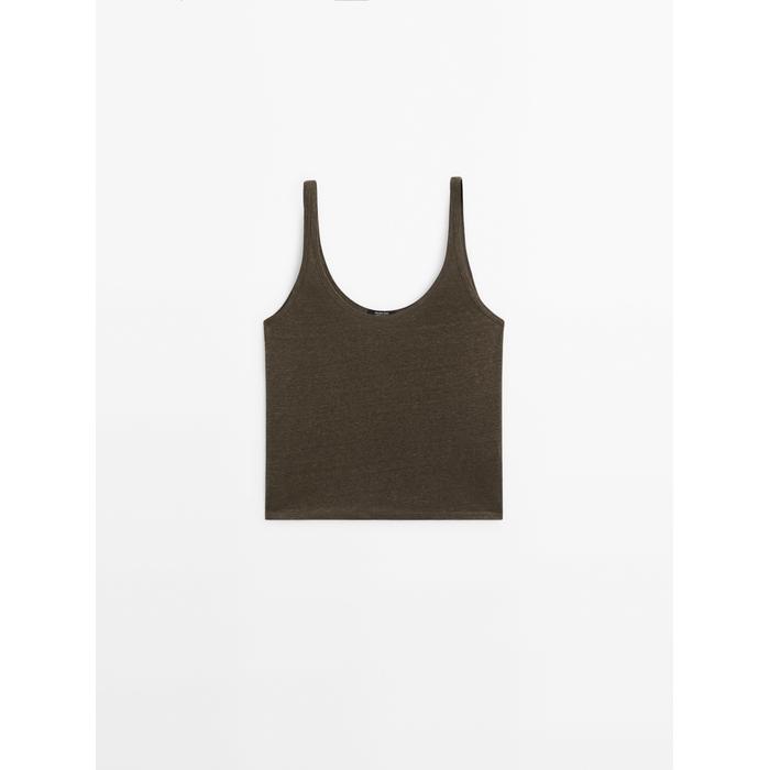 100% linen tank top цвет: Хаки