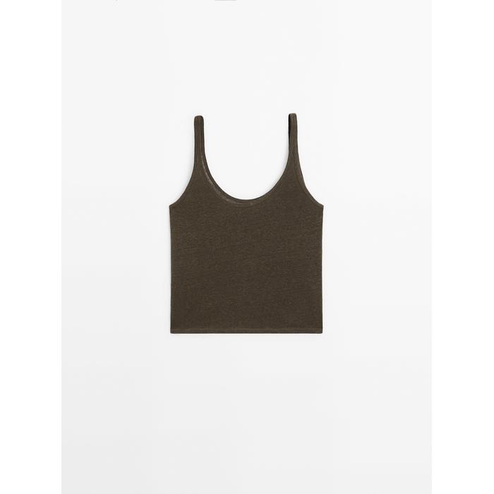 100% linen tank top цвет: Хаки