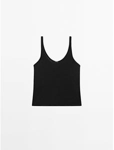100% linen tank top цвет: Черный