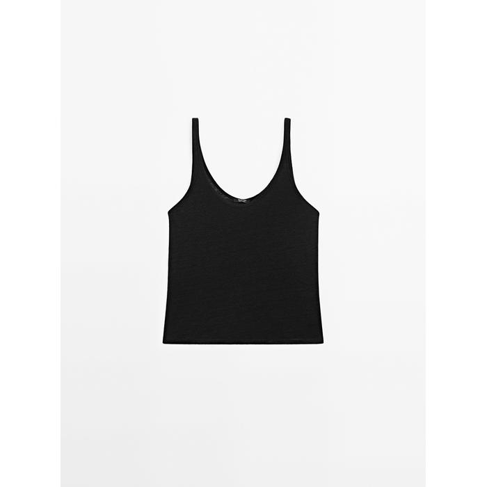 100% linen tank top цвет: Черный
