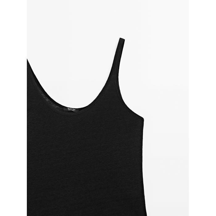 100% linen tank top цвет: Черный