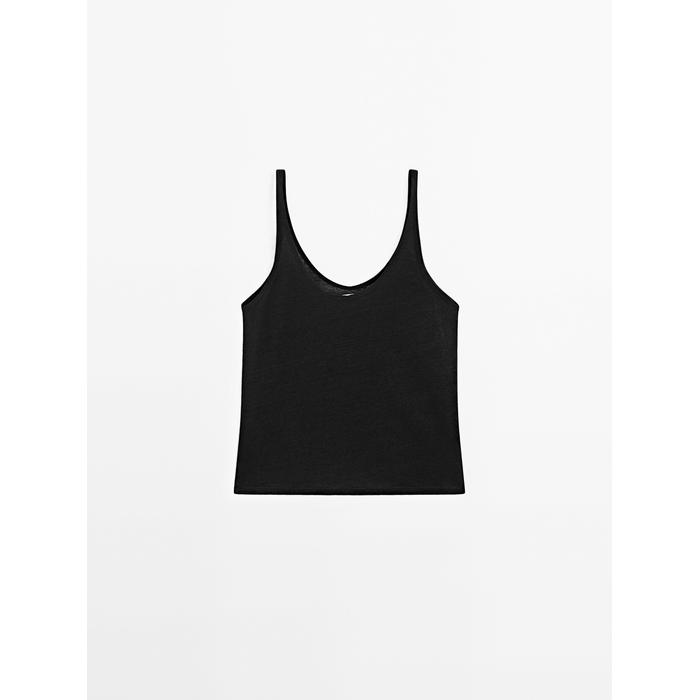 100% linen tank top цвет: Черный