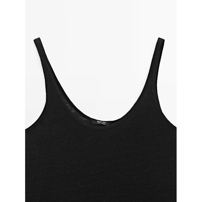 100% linen tank top цвет: Черный