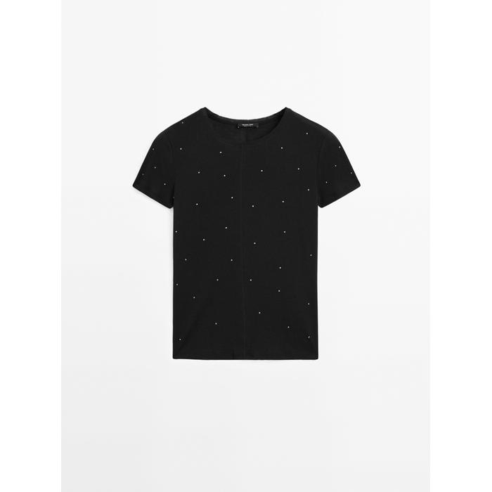 T-shirt with metallic studs detail цвет: Свинцовый