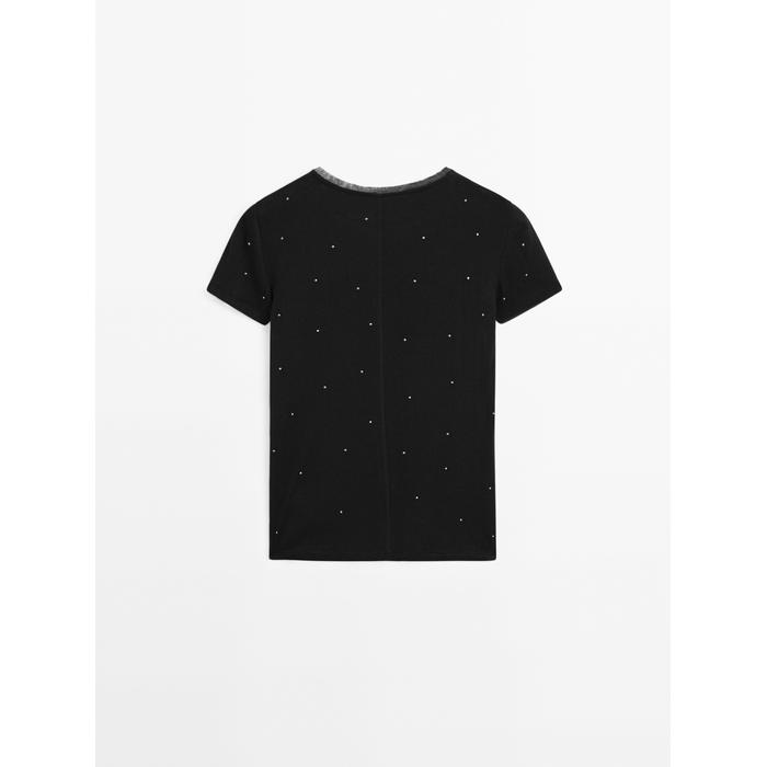 T-shirt with metallic studs detail цвет: Свинцовый