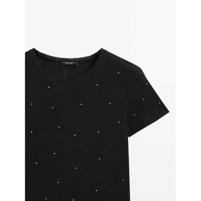 T-shirt with metallic studs detail цвет: Свинцовый