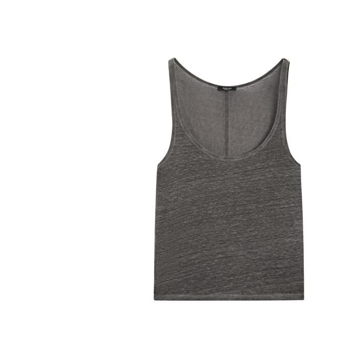 Linen fabric detail straps top цвет: 0-542