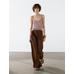 Linen fabric detail straps top цвет: Вишневый