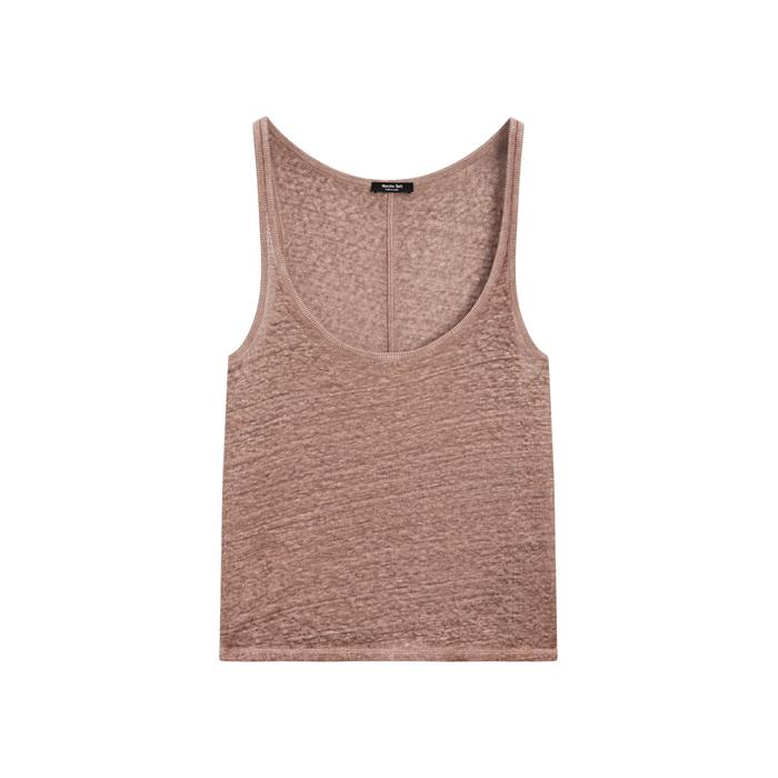 Linen fabric detail straps top цвет: Вишневый