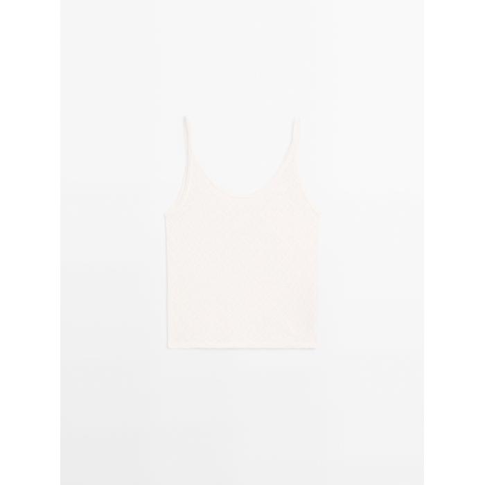 Top with openwork straps and linen цвет: Натуральный, кремовый