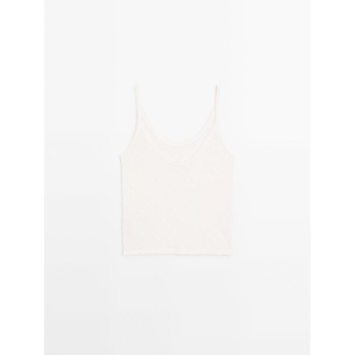 Top with openwork straps and linen цвет: Натуральный, кремовый