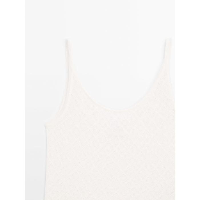 Top with openwork straps and linen цвет: Натуральный, кремовый