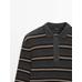 Striped polo neck knit sweater цвет: Серый меланжевый