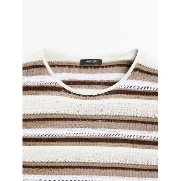 Openwork knit striped T-shirt цвет: Серый натуральный