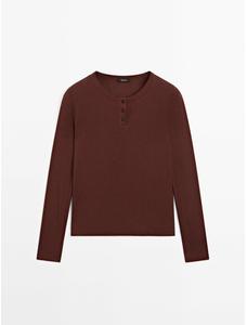 Cotton blend knitted T-shirt цвет: Бургундский