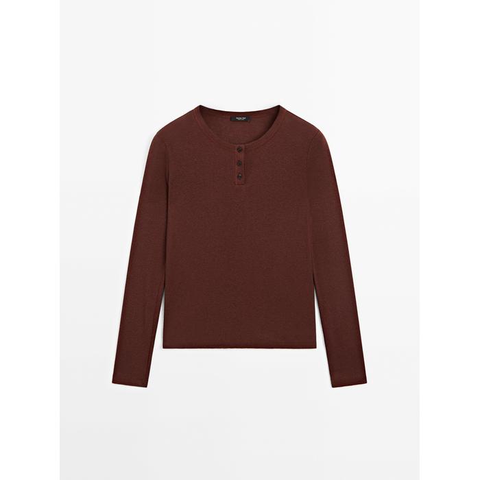 Cotton blend knitted T-shirt цвет: Бургундский