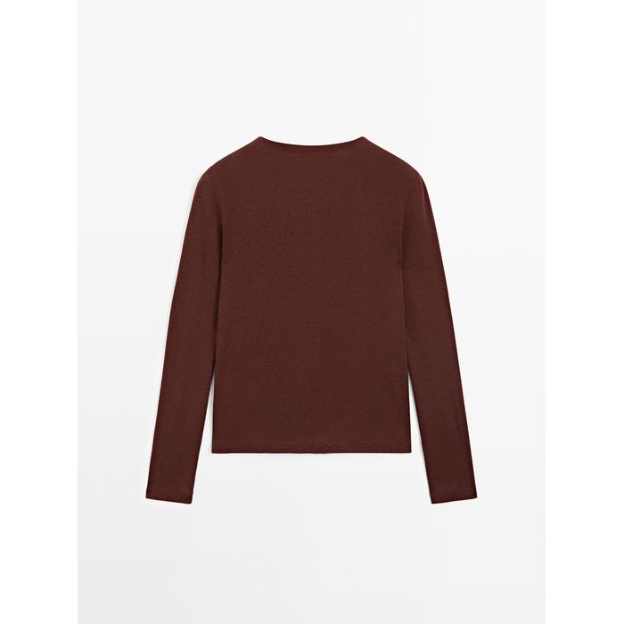Cotton blend knitted T-shirt цвет: Бургундский