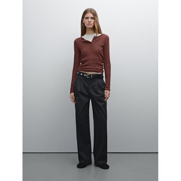 Cotton blend knitted T-shirt цвет: Бургундский