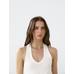 Slim halter top with frayed edges цвет: Натуральный, кремовый