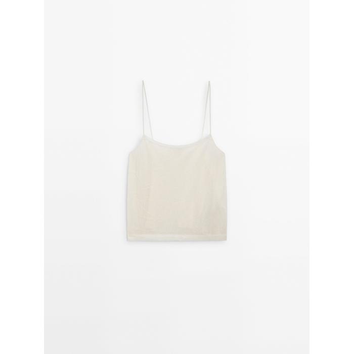 Fluid embroidered strappy top цвет: Натуральный, кремовый