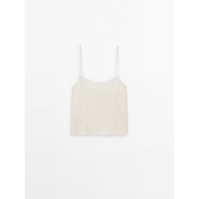 Fluid embroidered strappy top цвет: Натуральный, кремовый