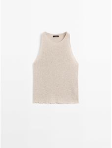 Textured knit halter top цвет: Дымчатый