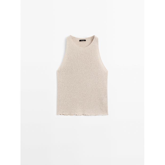 Textured knit halter top цвет: Дымчатый