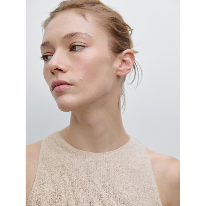 Textured knit halter top цвет: Дымчатый
