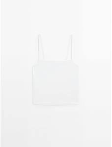 Knitted top with lace straps цвет: Натуральный, кремовый