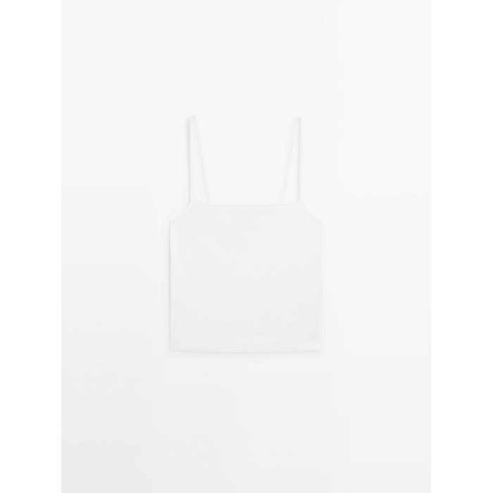 Knitted top with lace straps цвет: Натуральный, кремовый