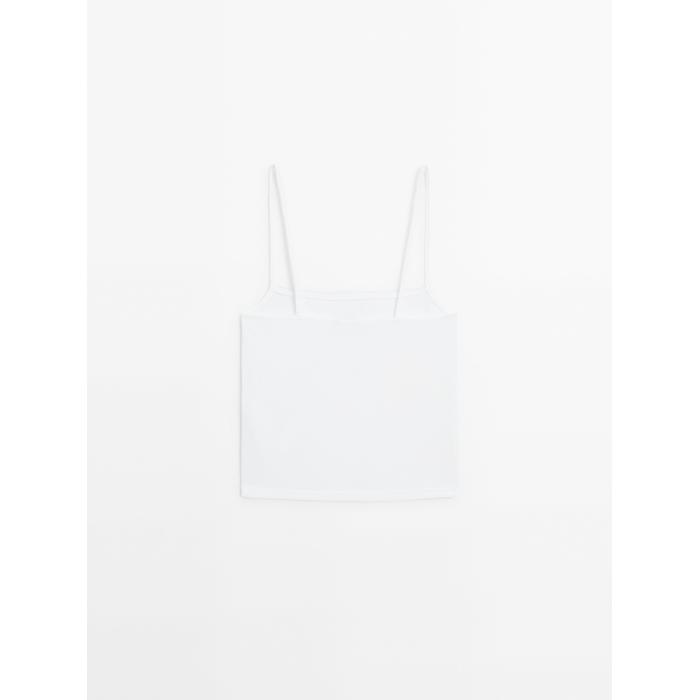 Knitted top with lace straps цвет: Натуральный, кремовый