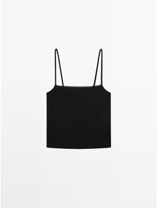 Knitted top with lace straps цвет: Черный
