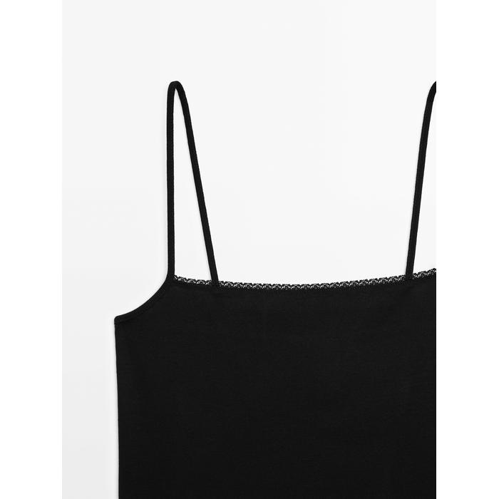 Knitted top with lace straps цвет: Черный