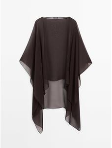 100% mulberry silk fluid cape цвет: Коричневый