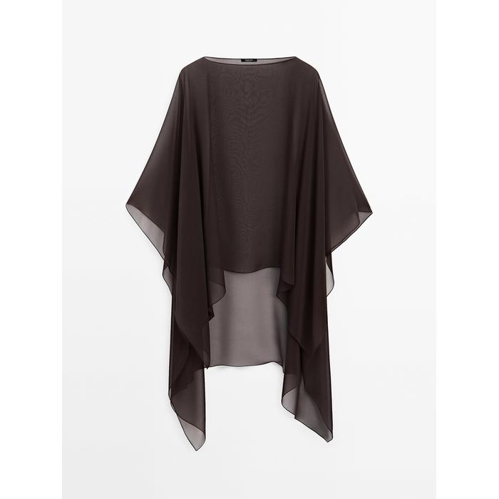 100% mulberry silk fluid cape цвет: Коричневый