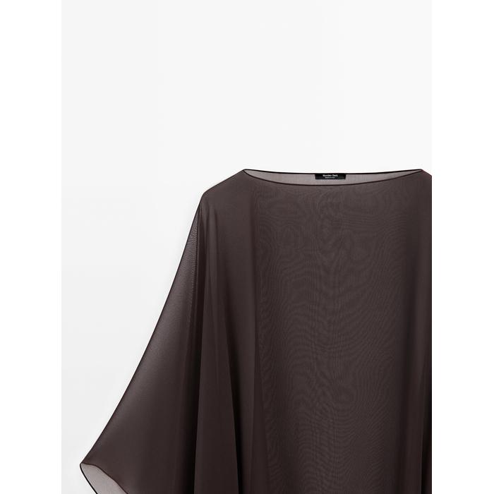 100% mulberry silk fluid cape цвет: Коричневый