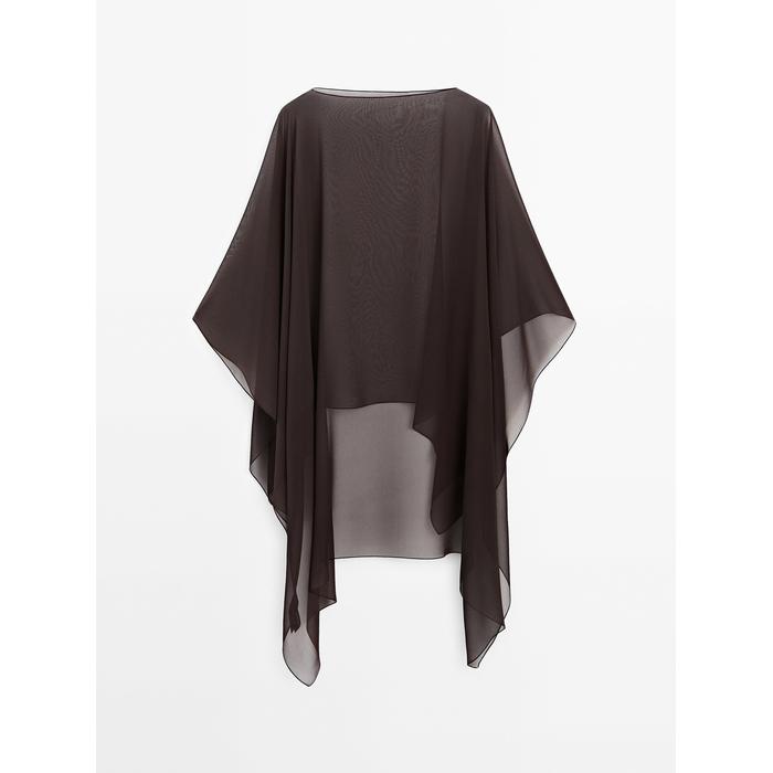 100% mulberry silk fluid cape цвет: Коричневый